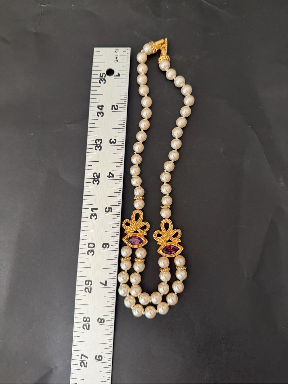 Swarovski Pearl Necklace with Gold-Tone Accents and Pink Stones